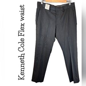 Reaction Kenneth Cole Mens flex waistband Charcoal Gray Dress pants sz 34x30